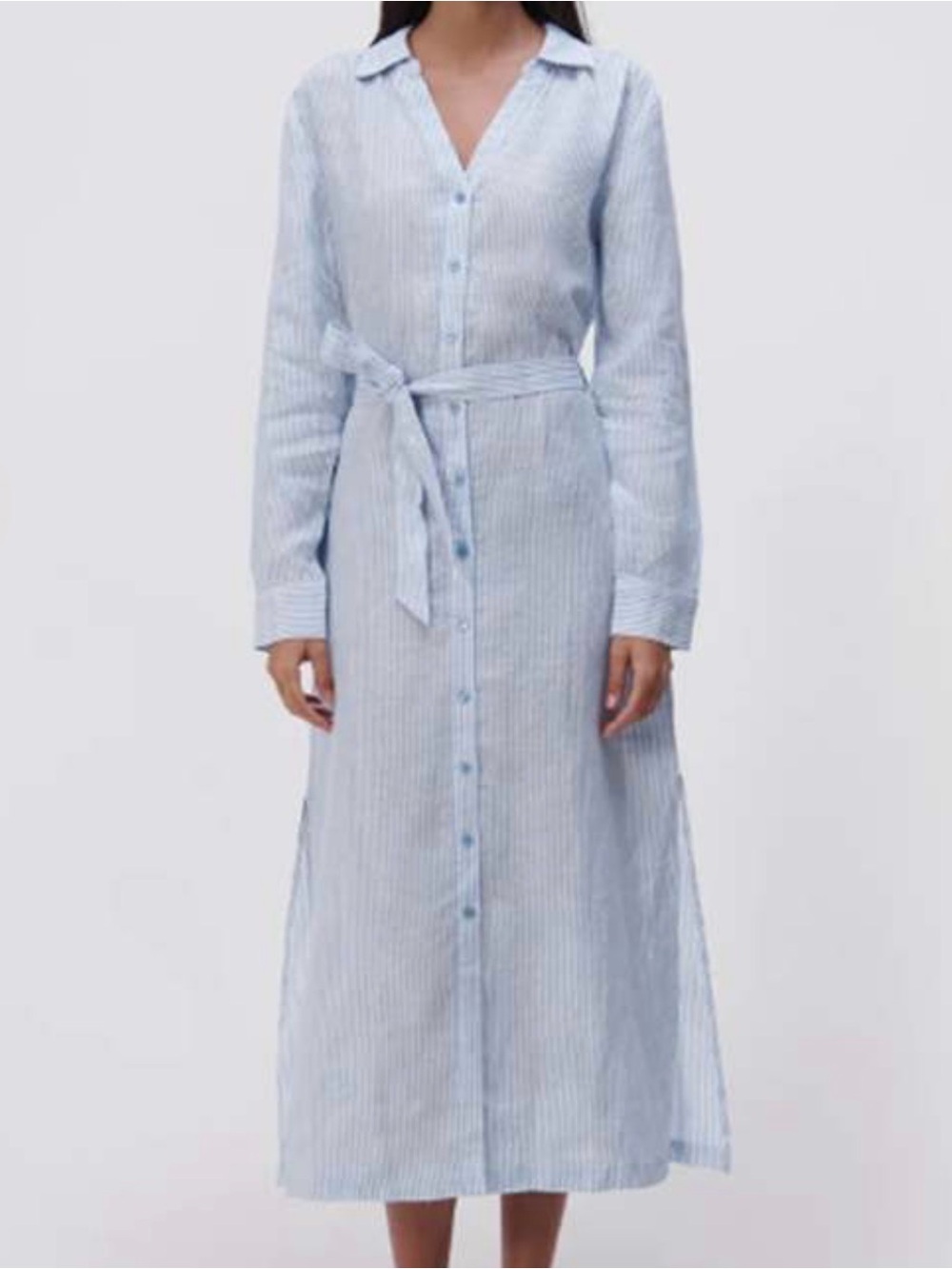 Johnathan Simkhai Tallulah Stripped Linen Shirting Dress Size XL
